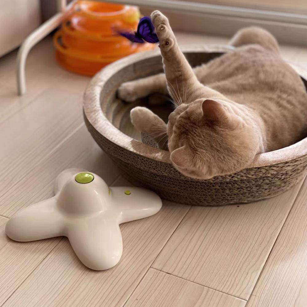 Flashing Puzzle Toy Smart 360 Degree Rotating Motion Interactive Flutter Bug Activated Butterfly Funny Toys Automatic Cat Toy