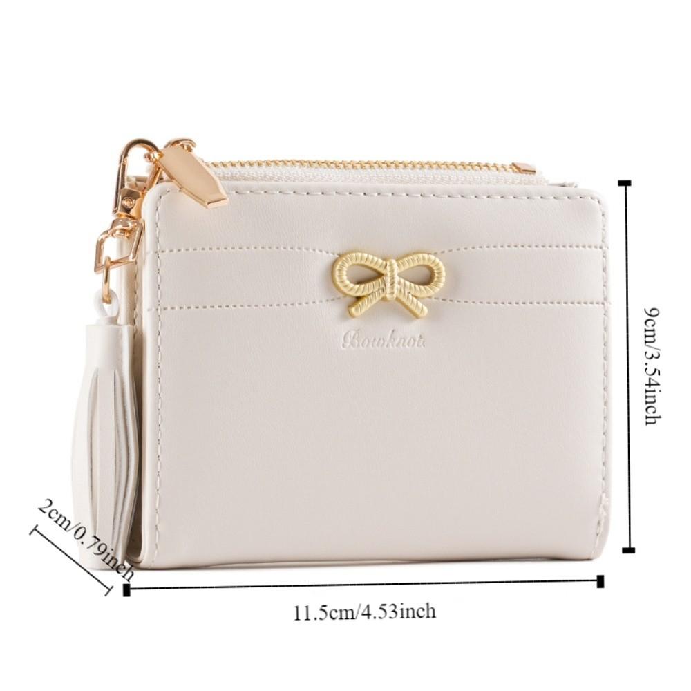 Bow PU Leather Coin Purse Portable Credit Card Holder Compact ID Card Holder Women