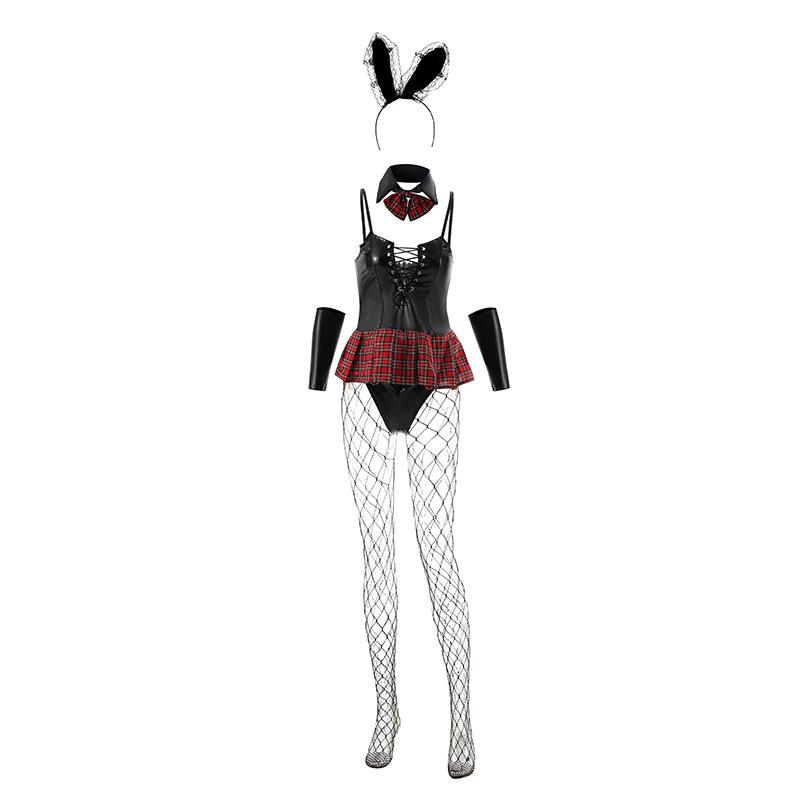 Sex Underwear Pure Desire Seduction Sex Uniform Desire Bunny Patent Leather Plaid Suit