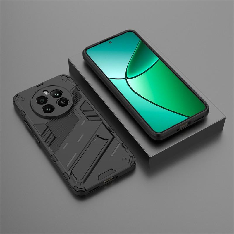 For Realme 12 4G Case Realme 12 4G Cover Shockproof TPU Armor PC Silicone Stand Holder Protective Phone Back Cover Realme 12 4G