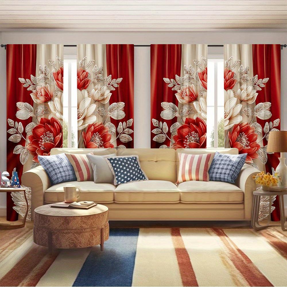Set Of 2 Elegant Swan Floral Curtains Bedroom Office Living Room Decor Curtain For Great Made Polyester With Rod Pocket