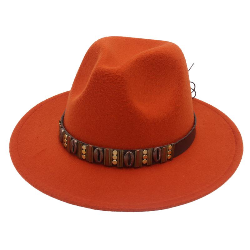 Ethnic Jazz Hat Metal Shell Belt Accessories Top Hat Dress Concave Gentleman Hat