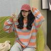 Women's Retro Striped Round Neck Sweatshirt - Casual, Loose, Thin Trend for Autumn and Winter