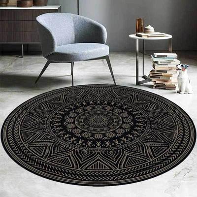 Retro mandala flor de lótus padrão redondo tapete cadeira tapete macio para sala de estar anti-deslizamento decoração do quarto tapete