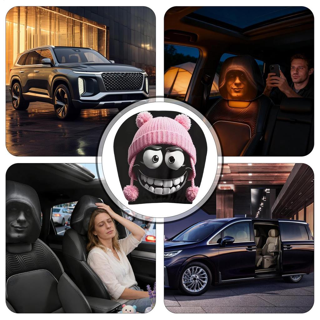 Auto-Kopfstützenbezug Dunkler Stil Kopfstützenschutz Waschbar Mystische Figur Kopfstützenbezug für Fahrzeug SUV Limousine