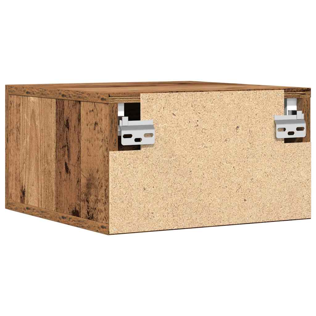 Wall Mounted Nightstand Reclaimed Wood Look 35 x 35 x 20 cm Particleboard
