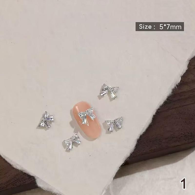 10Pcs DIY Decoration for Nails Craft Shiny Zircon Nail Art Rhinestones Flatback Gemstones Bowknot Flower Charms