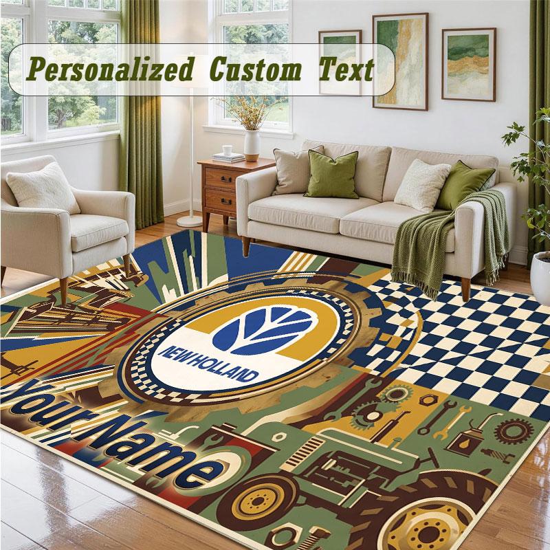 Crystal Velvet Square Rug Custom NameNew Holland Pattern Non Slip Home Floor Decor Rug