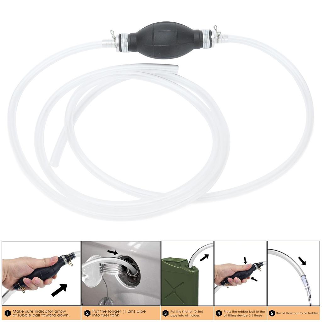 Bomba de sifón Manual Portátil de Mano Herramienta de Transferencia de Líquidos Set de Kit para Combustible Aceite Agua Gas