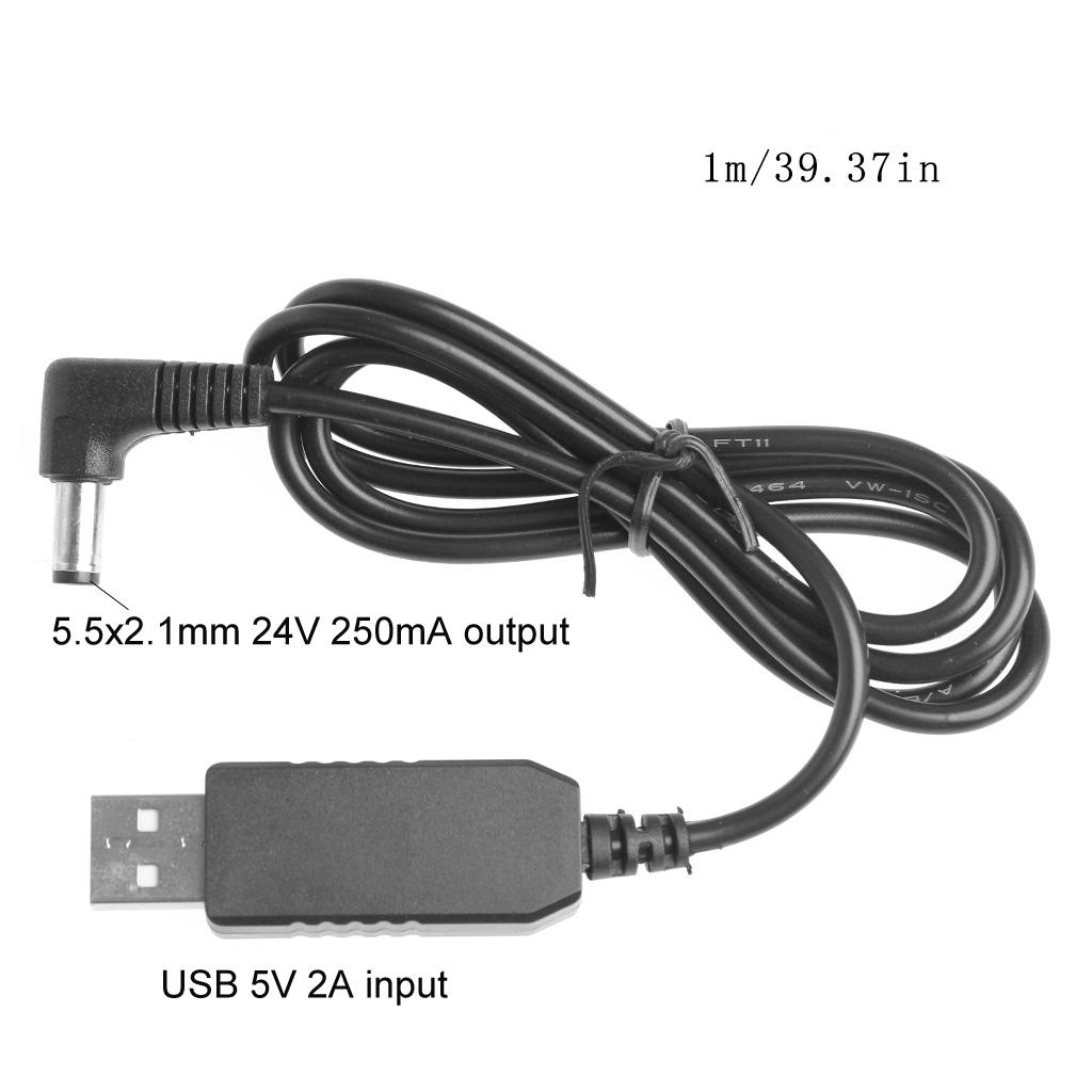 Universal 90 Degree USB 5V To for 24V 5.5x2.1mm 250mA Step Up Cable Power Boost Line For Router LED Strips Camera