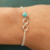 Fashion Women's Double Chain Bracelet, Simple Turquoise Bead Good Luck 8-character Bracelet