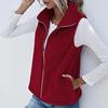 Women's Solid Lapel Pocket Zip Lightweight Plus Size Sleeveless Plush Jacket Clothes Sale