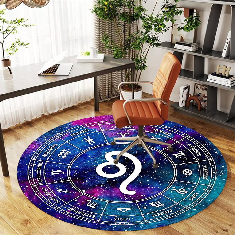 1pc Astrology Zodiac Round Chair Mat Area Rug - Non-Slip, Floor Mat for Office, Bedroom, and Indoor Decor C1125405