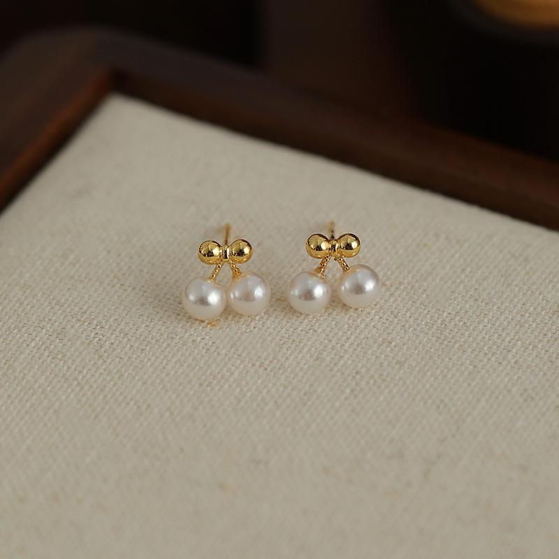 Sweet Pearl Cherry Earrings for Women: Simple, Fashionable, Versatile Studs – Perfect for Best Friends