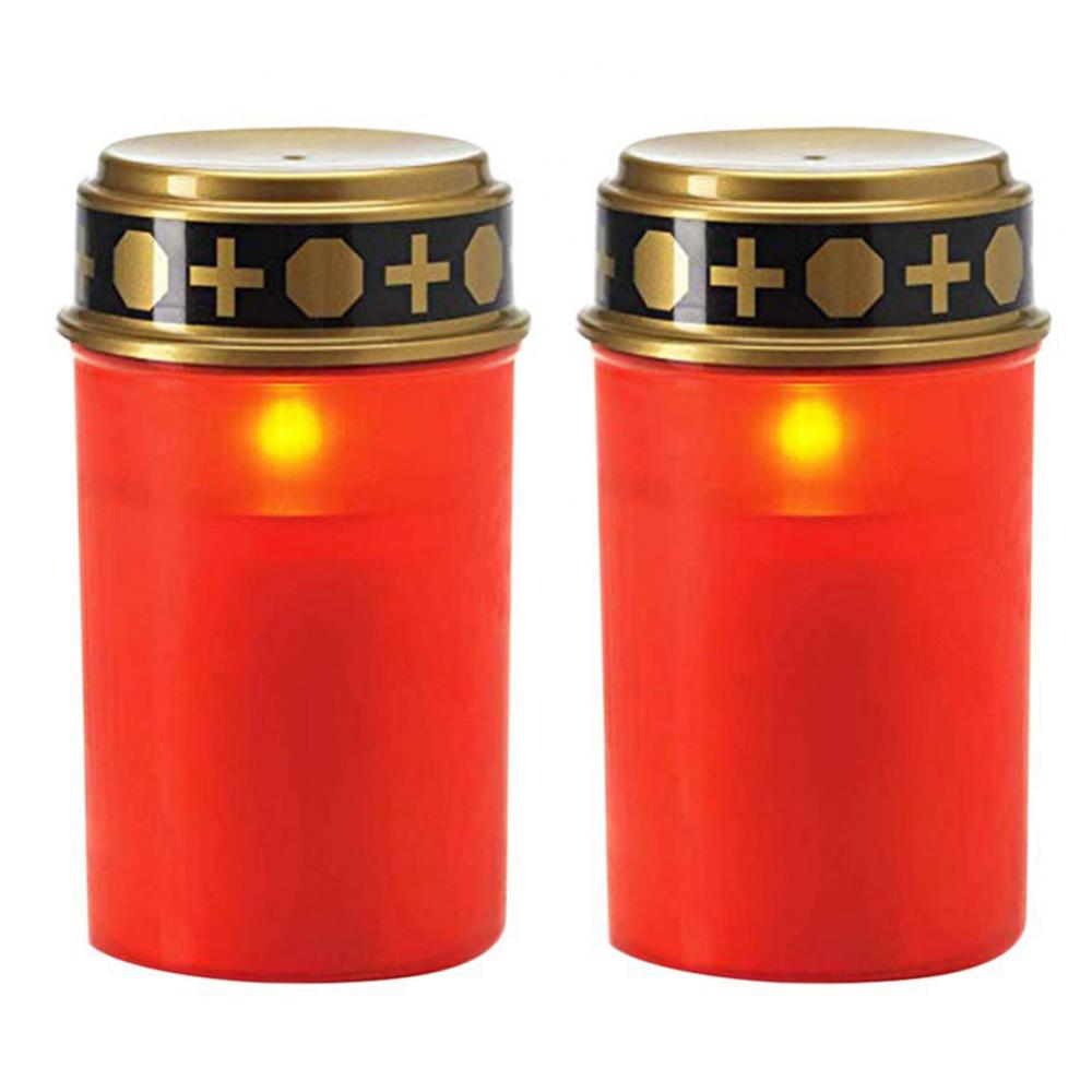 Waterproof Lamp Candle 2Pcs Outdoor Cemetery Ritual Solar Powered Eletric Light