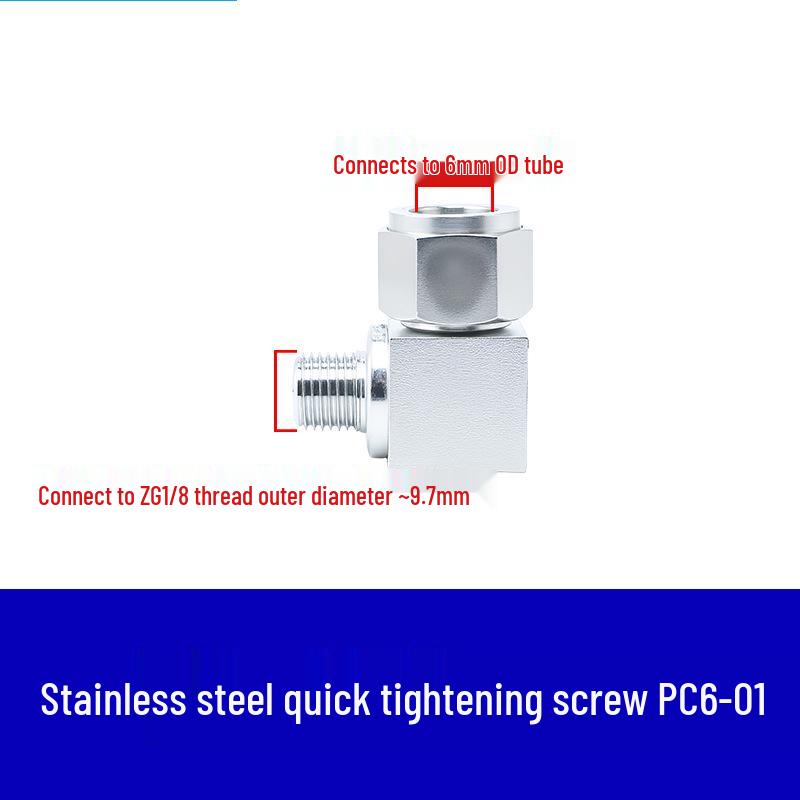304 Stainless Steel Pneumatic Quick Connect Fitting for Air Hose and PTFE Tube, PC8-02.