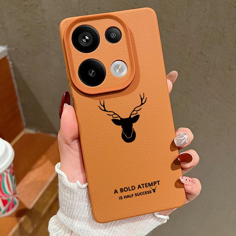 

Простой чехол с текстурой кожи TPU с узором оленя для Xiaomi 13T Poco X7 X6 Redmi Note 14 13 Pro 12 11 Матовый Мягкий Ударопрочный Тонкий Телефон Redmi Note 13 Pro 4G коричневый