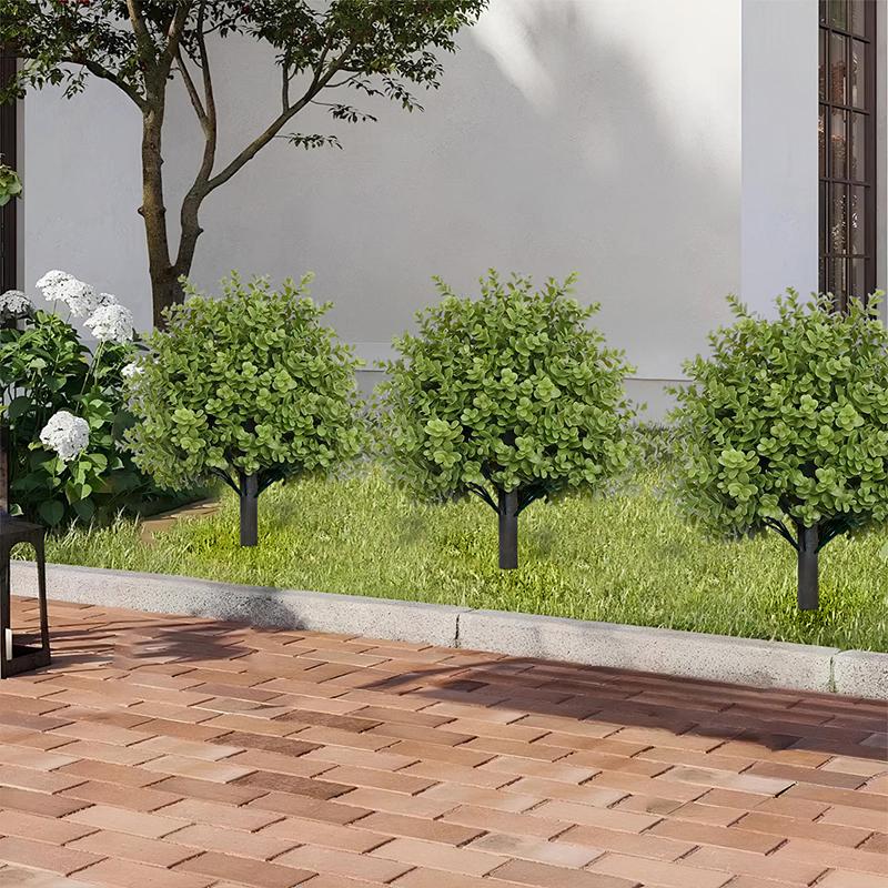 1PC Artificial Cedar Topiary Ball Trees Outdoor Plastic Faux Cypress/Pine Bushes Garden With Ground Spike Realistic 45cm