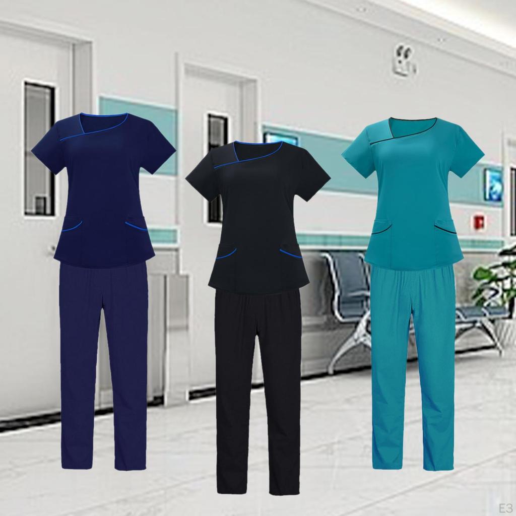 Nurse Work Uniform Suit Women Scrubs Set Lightweight for Female Multipurpose Stylish Soft Short
