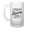 Chope À Bière - PLANETEE - J’peux Pas J’ai Running (minimaliste) - Givré - Verre Trempé 470 Ml - Imprimé En Bretagne