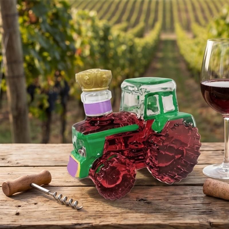 Bottiglia per liquori in vetro borosilicato a forma di trattore creativo per infusi e decorazione con design a prova di perdite