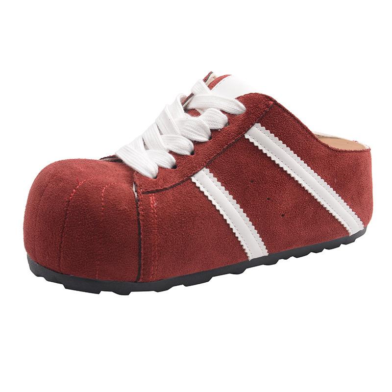 

2025 осень новый ретро внутренний подъем Merad шнуровка Капибара большая голова Dexun обувь повседневные тапочки 40