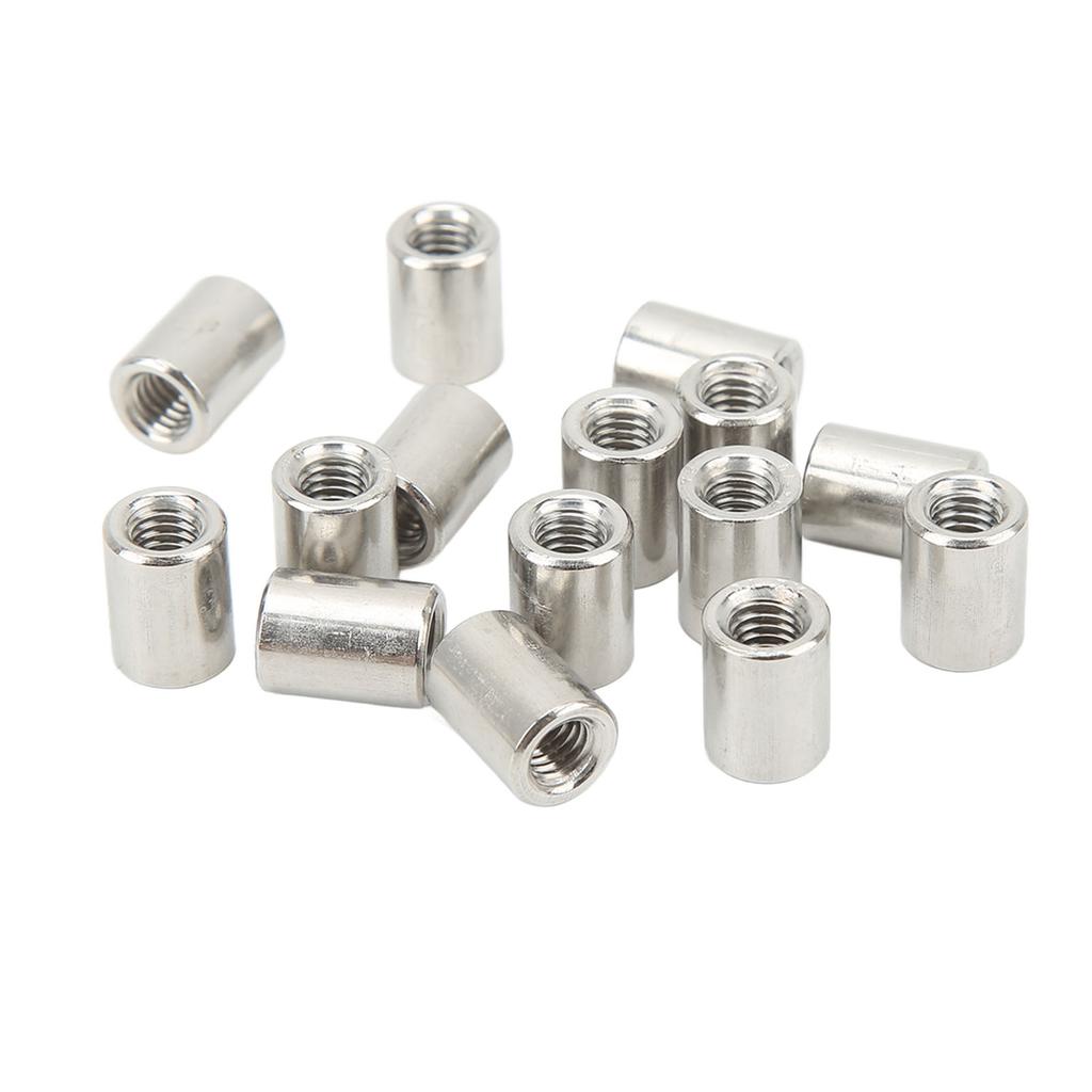50Pcs Coupling Nut Round Rod Connector Female Thread 304 Stainless Steel M6x1.0 10 L13mm