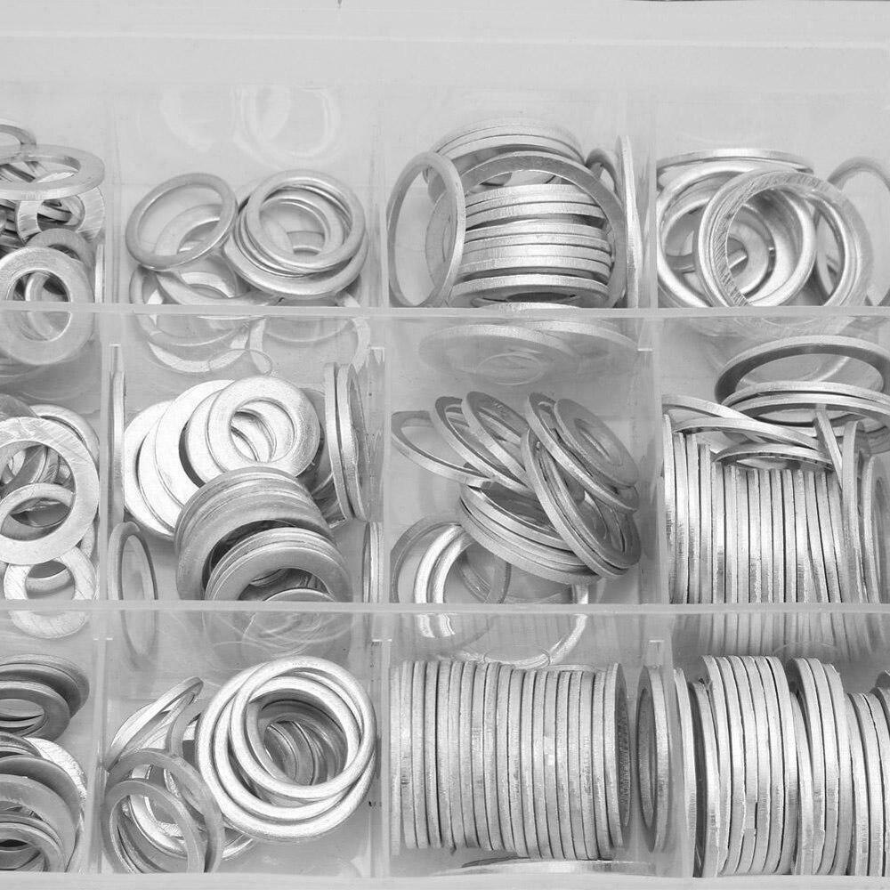 450 buc Buşon de scurgere a uleiului Garnitură şaibă din aluminiu Sortiment rezistent la uzură cu set cutie MYY