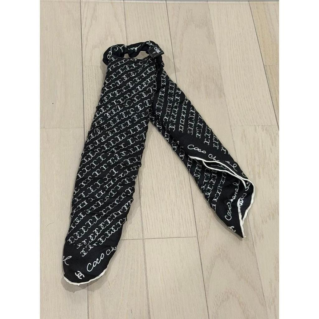 Used CHANEL [Logo Black Scarf Scrunchie]