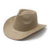 Popular European and American Classic Western Denim Straw Hat, Men's and Women's Fashion Outdoor Sunscreen Sequined Straw Hat