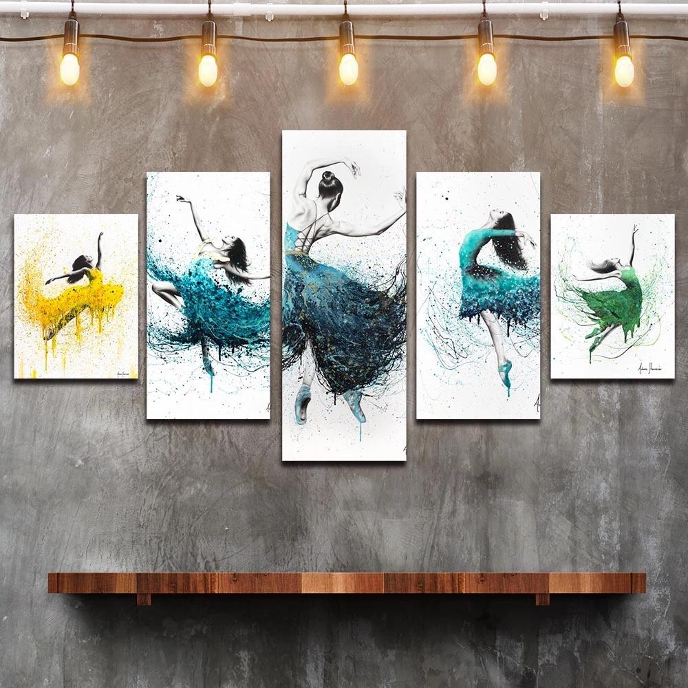 

Modular Canvas Painting 5 Pieces Gold River Dance Posters HD Prints Modern Picture Home Decor For Living Room Framework Wall Art 20x35 20x45 20x55cm