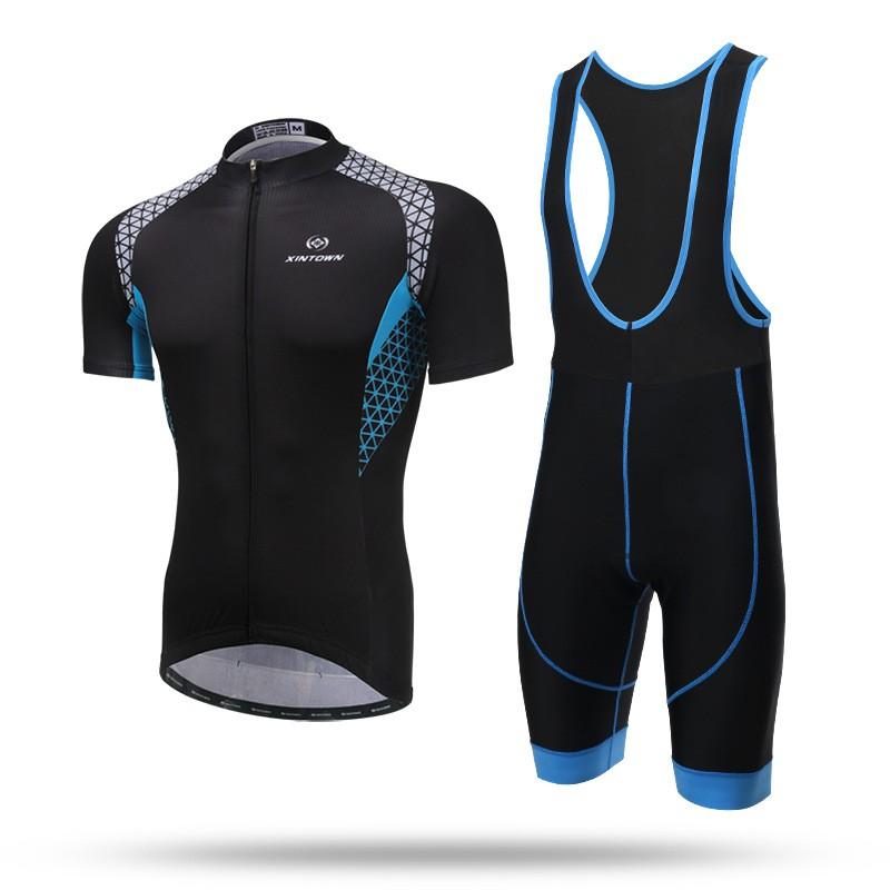 XINTOWN Mens Short Sleeve Cycling Bib Shorts Set Breathable Wear