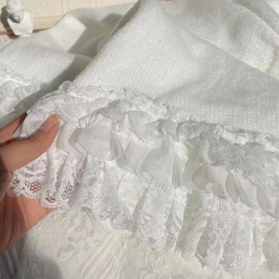 1 Pair Winter Calf Covers Lace Trim Knitted Anti-slip Solid Color Elastic Lolita