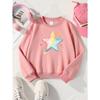 Girls' Crewneck Sweatshirt Colorful Star Pattern Print Design Machine Washable, Spring And Autumn, Sportswear And Casual Wear, Soft And Comfortable