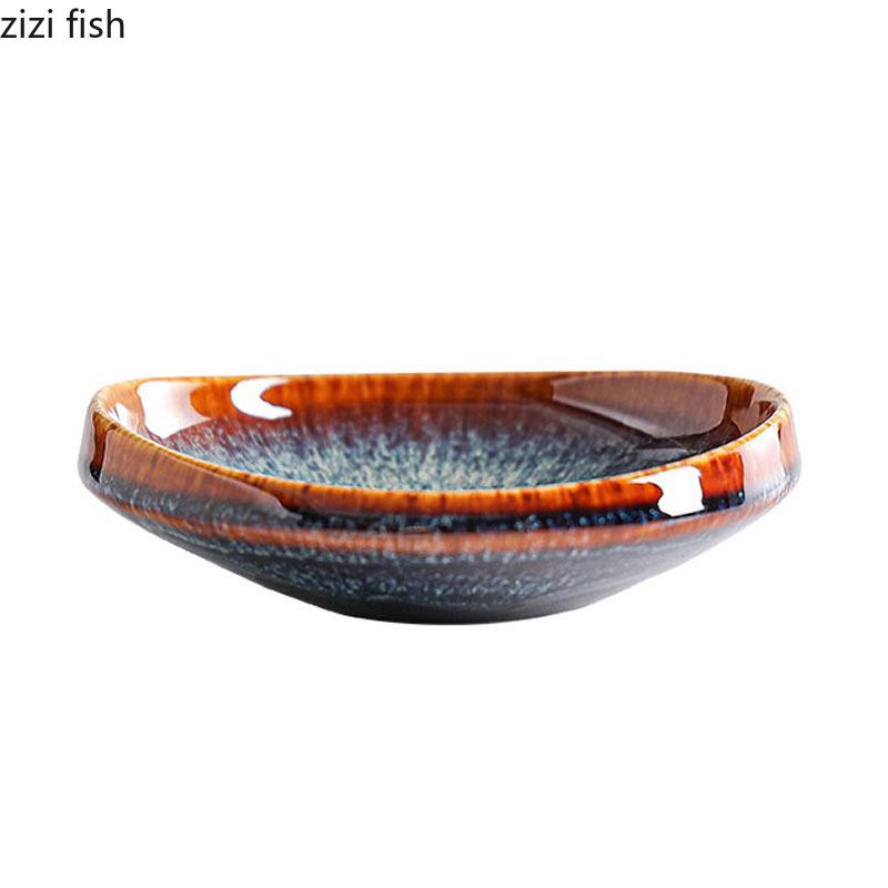 Kiln Changes Vintage Ceramic Deep Plate Restaurant Salad Dish Thick Soup Plate Dessert Dish Molecular Cooking Creative Tableware