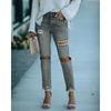 Women's Jeans Straight Pants Washed Ripped Rough Edge Casual Pants Jeans Women