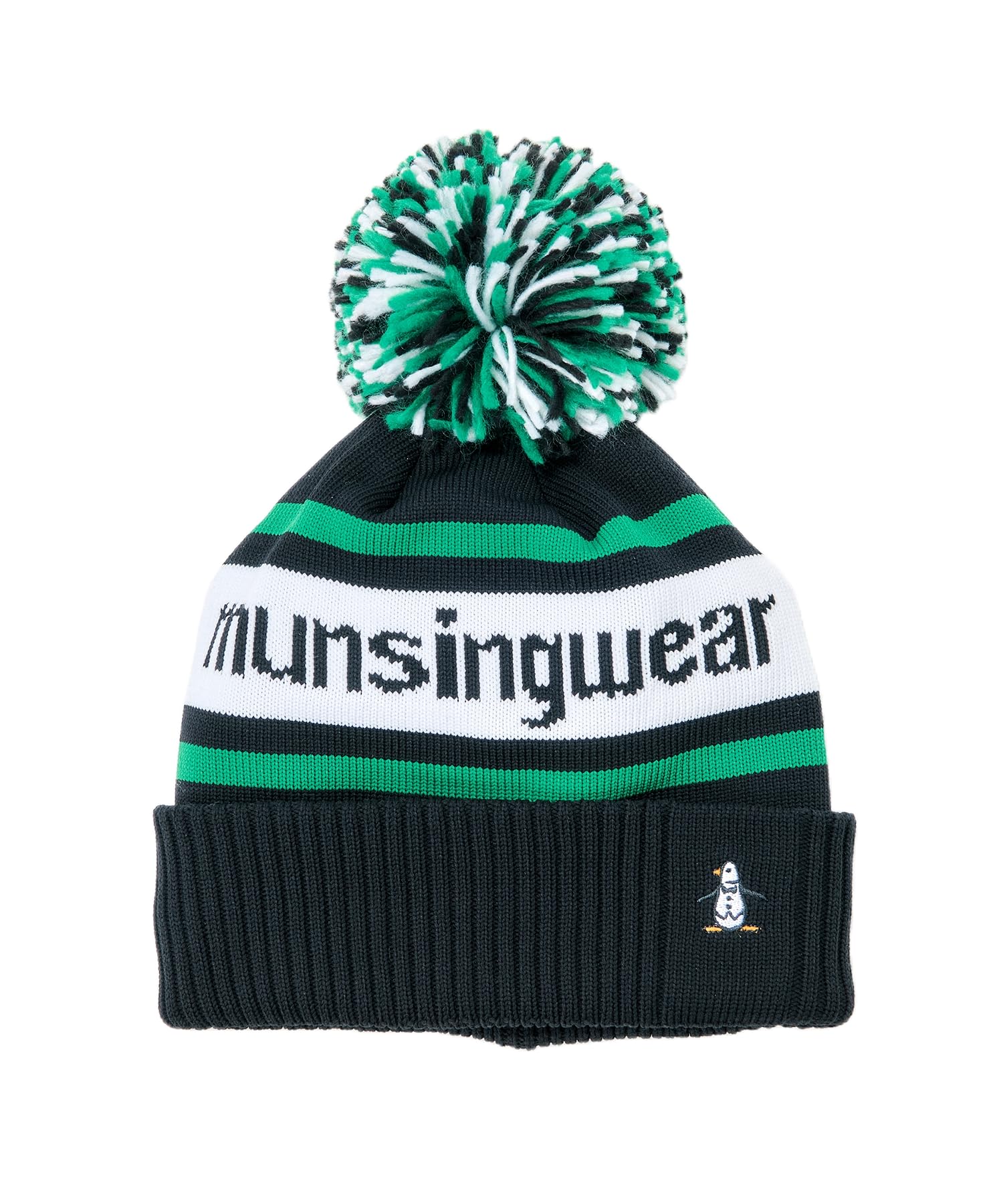 

[Munsingwear] Вязаная шапка с помпоном, смешанный узор, вязаная шапка с помпоном, милая, защита от холода, для гольфа MG4FCP46L, женская, BK00 (черный)