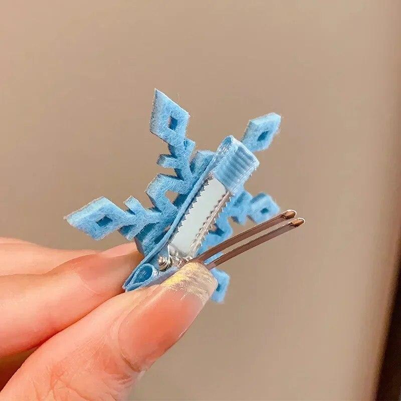 2pc Snowflake Hair Side Clip Sweet Princess Lovely Girl Hairpin Children Headwear Hairgrip Clip Hair Accessories Hair Care Tools