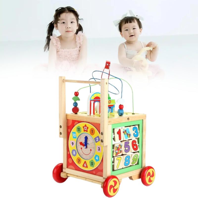 Baby Wooden Cube Walker Developmental Montessori Learning Educational Gifts
