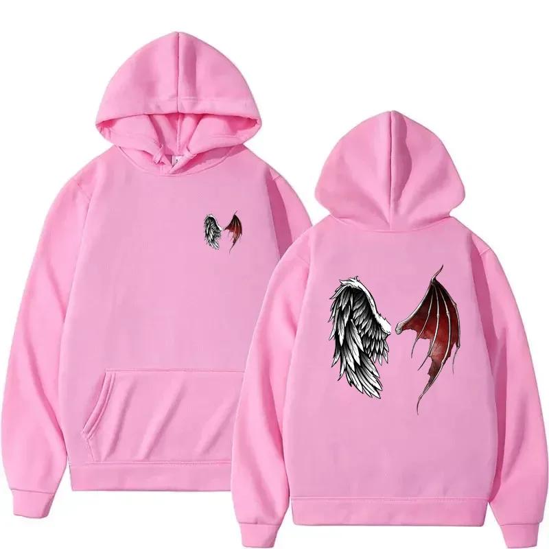 Mikina Lucifer Wings svetr s kapucí Devil Angel Wings Nebe a peklo Tip na dárek pro ženy Fleece svetr s kapucí Sportovní mikina