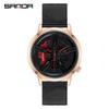 Sanda Men's Fashion Quartz Watch, Mesh Strap, Waterproof, Outdoor Casual, Hollow Wheel Dial.