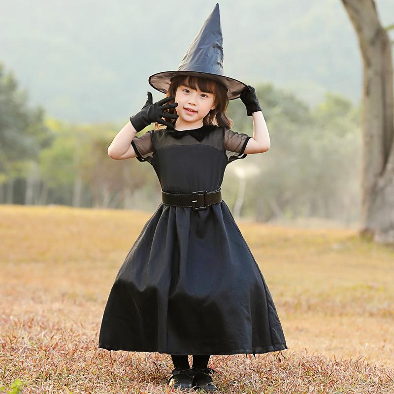 Cosplay Halloween Cosplay Black Mesh Witch Cosplay, Parent-Child Makeup Party Costume Magic Witch Dress