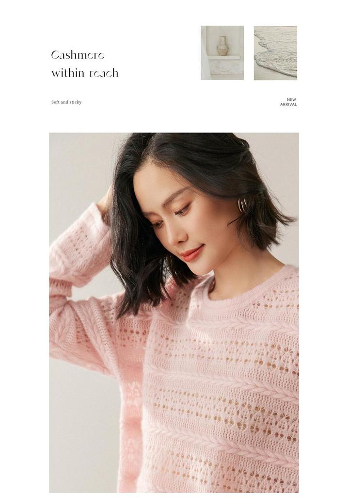 Women's Cashmere Round Neck Pullover Sweater - Fashionable and Warm for Autumn and Winter