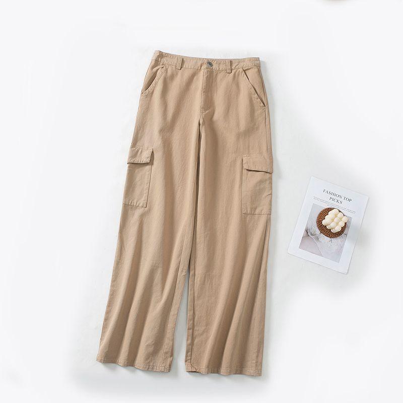 

516 Nature Waist Pure Cotton Wide-Leg Overalls Khaki M