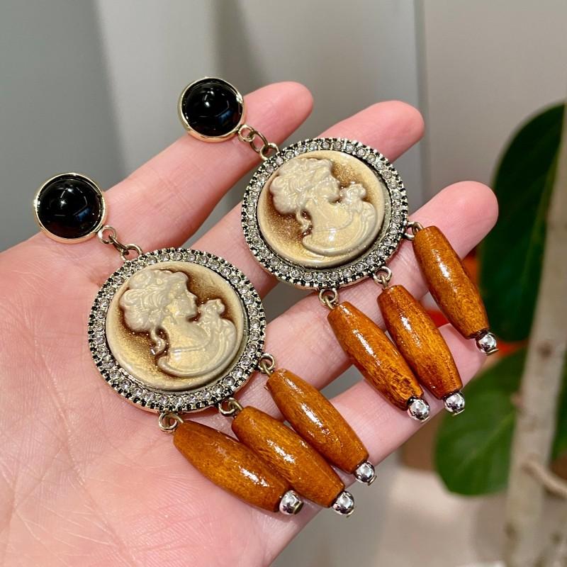 Natural tiger's eye stone series stud earrings for women Maillard exquisite retro earrings niche light luxury high-end temperament earrings