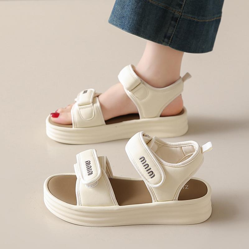 CRLAYDK Women's Rome Sandals Adjustable Strap Hook&Loop Shoes Comfort Platform Summer Walking Casual Beach Sports Slippers