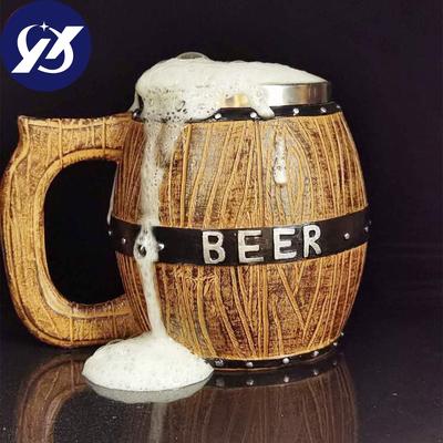 Caneca de cerveja de barril de madeira de aço inoxidável criativa grande capacidade gravata barril de cerveja personalizado suprimentos de bar