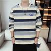 Hoodies with Round Neck Trendy Sweater Men's Spring and Autumn Round Neck Casual Long-sleeved T-shirt Couple Striped Pullover Loose Tops