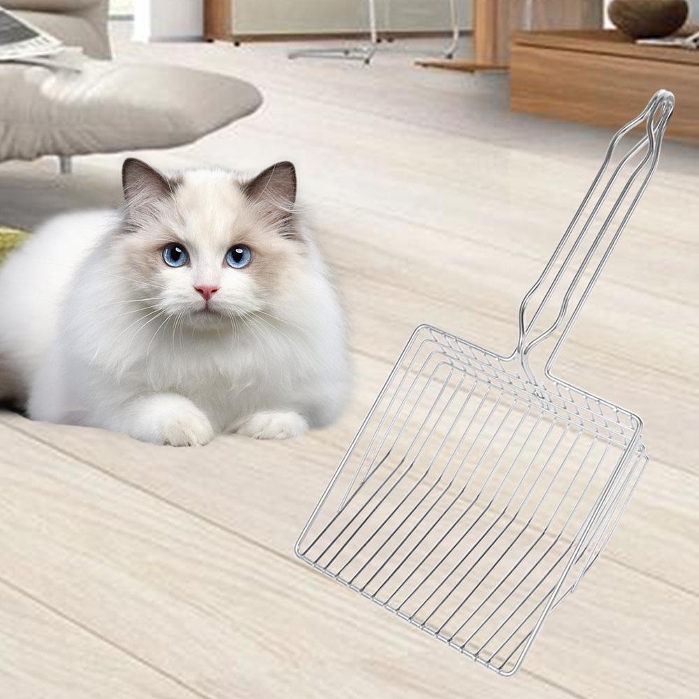 Metal Cat Litter Shovel Long Handle Kitten Litter Sand Shovel Waste Poop Cleaner  Home