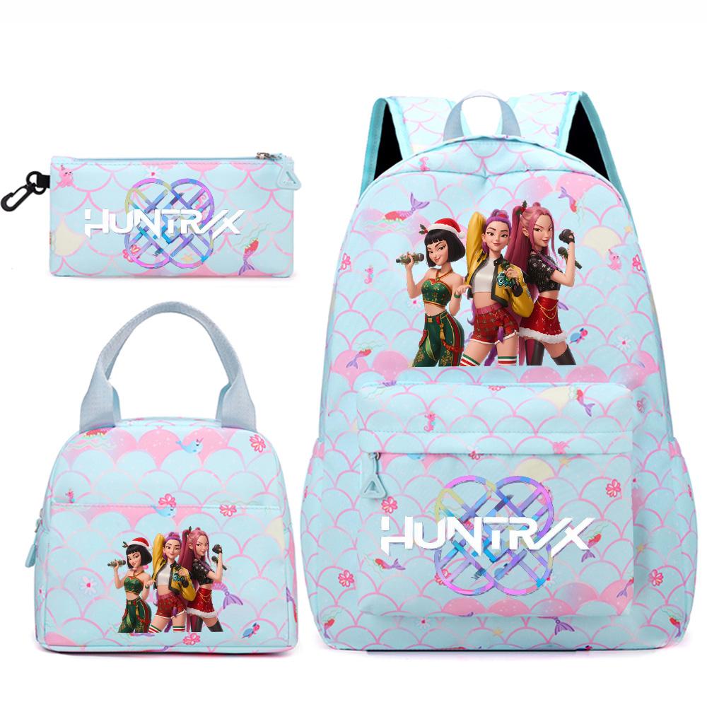 3Pcs/set Kpop Printed Backpack Handbag Pencil Case for Teenger Student Girl Boy Schoolbag Kid Bookbag Large Capacity Travel Bag Christmas Gift
